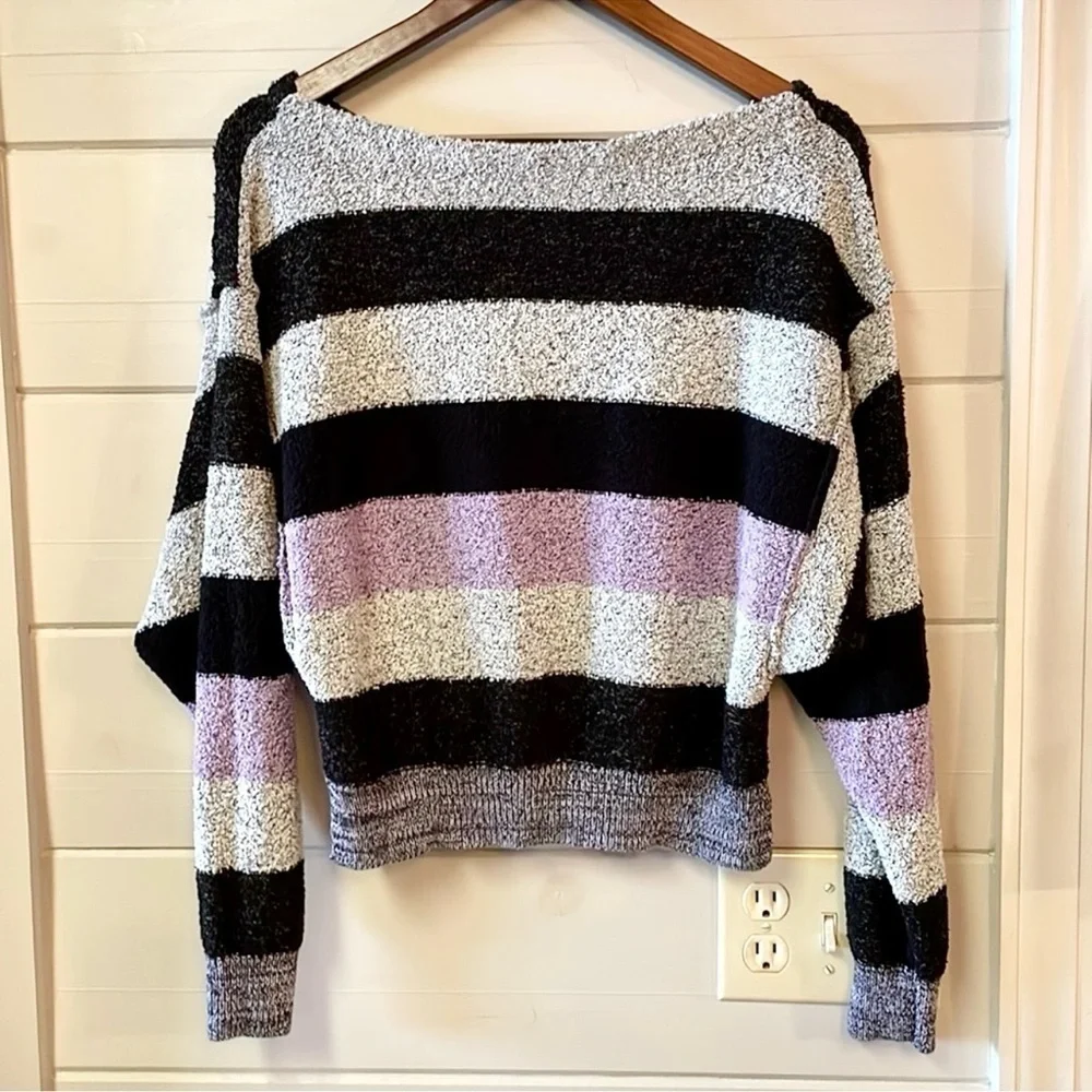 Candyland Knit Sweater FREE PEOPLE Women Size S Cropped Striped Y2K 90'